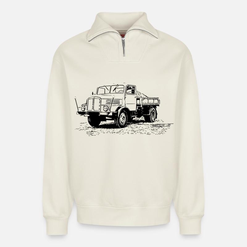 IFA H3 Kipper - Relaxed Unisex Organic Half Zip Sweatshirt – von SPREAD - Naturweiß