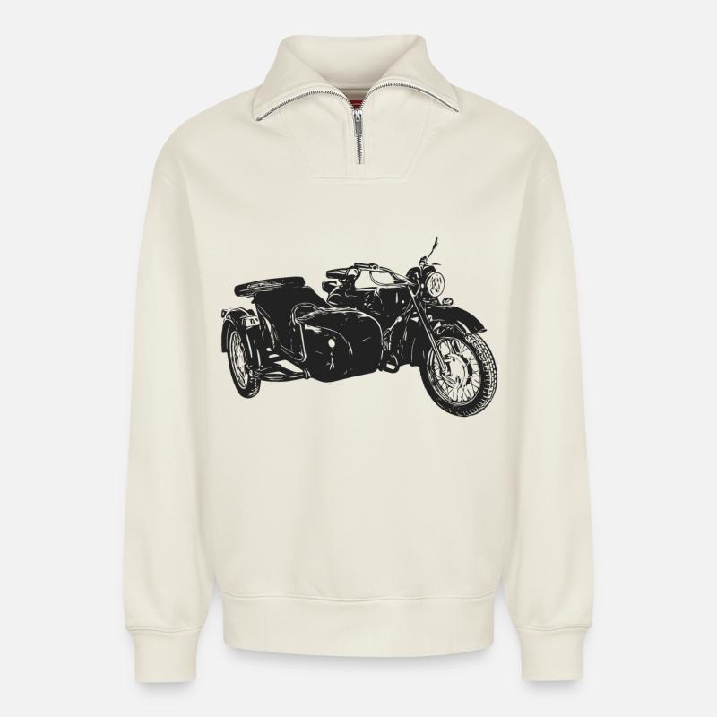 Ural M72 - Relaxed Unisex Organic Half Zip Sweatshirt – von SPREAD - Naturweiß