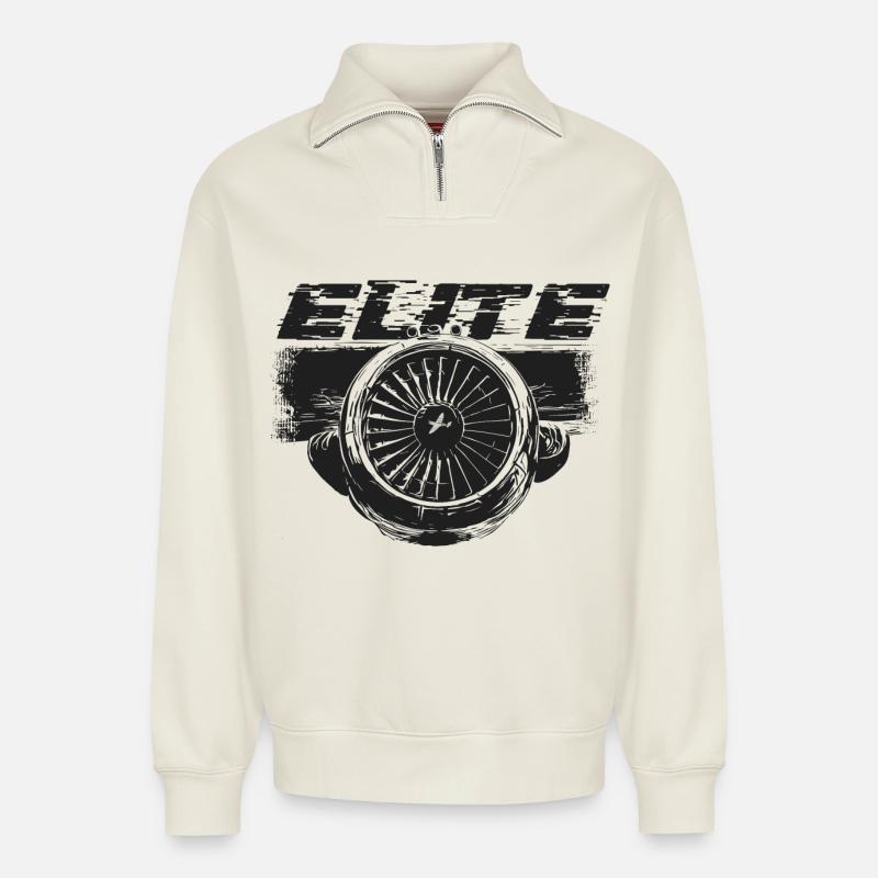 Flieger Elite - Relaxed Unisex Organic Half Zip Sweatshirt – von SPREAD - Naturweiß