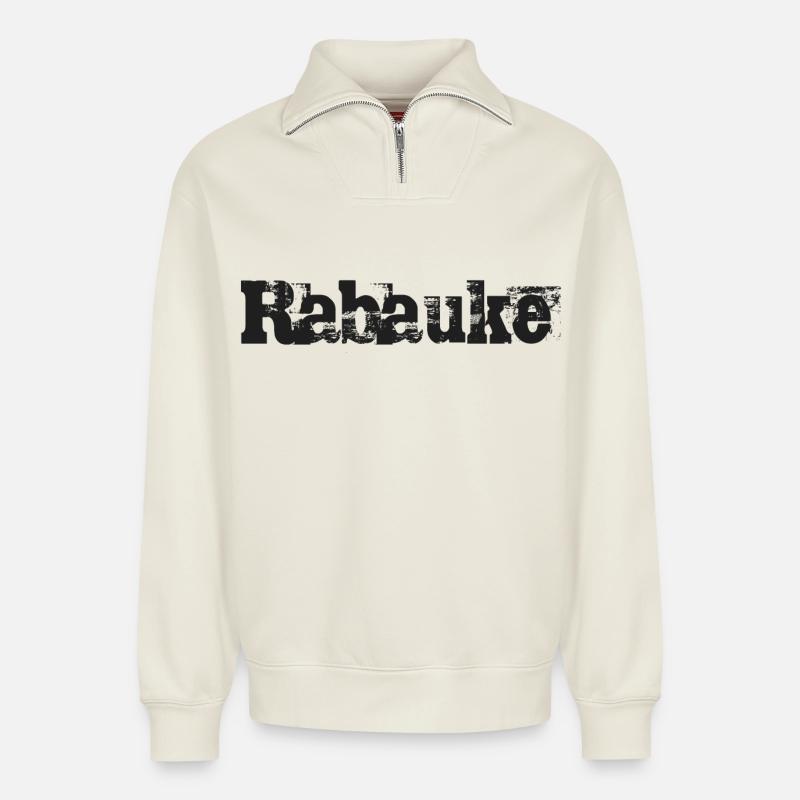 Rabauke Trashed - Relaxed Unisex Organic Half Zip Sweatshirt – von SPREAD - Naturweiß