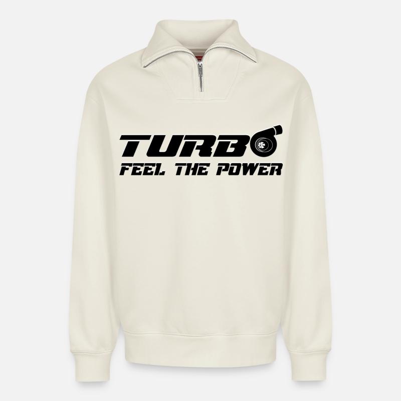 Turbo - Relaxed Unisex Organic Half Zip Sweatshirt – von SPREAD - Naturweiß