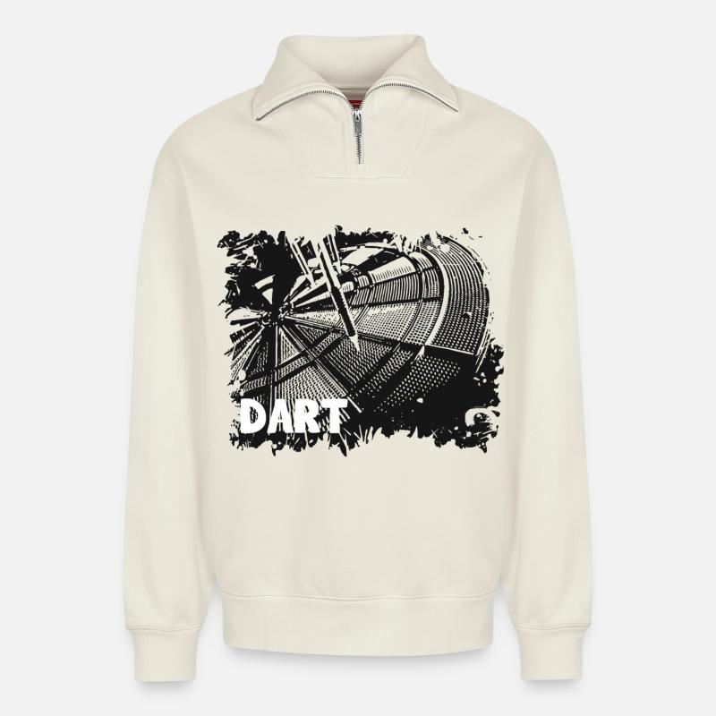 Dartscheibe - Darts - Dartpfeile - Darten - Relaxed Unisex Organic Half Zip Sweatshirt – von SPREAD - Naturweiß