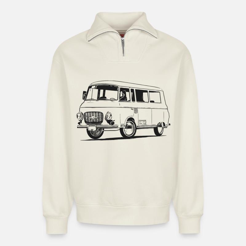 Barkas - B1000 - Relaxed Unisex Organic Half Zip Sweatshirt – von SPREAD - Naturweiß