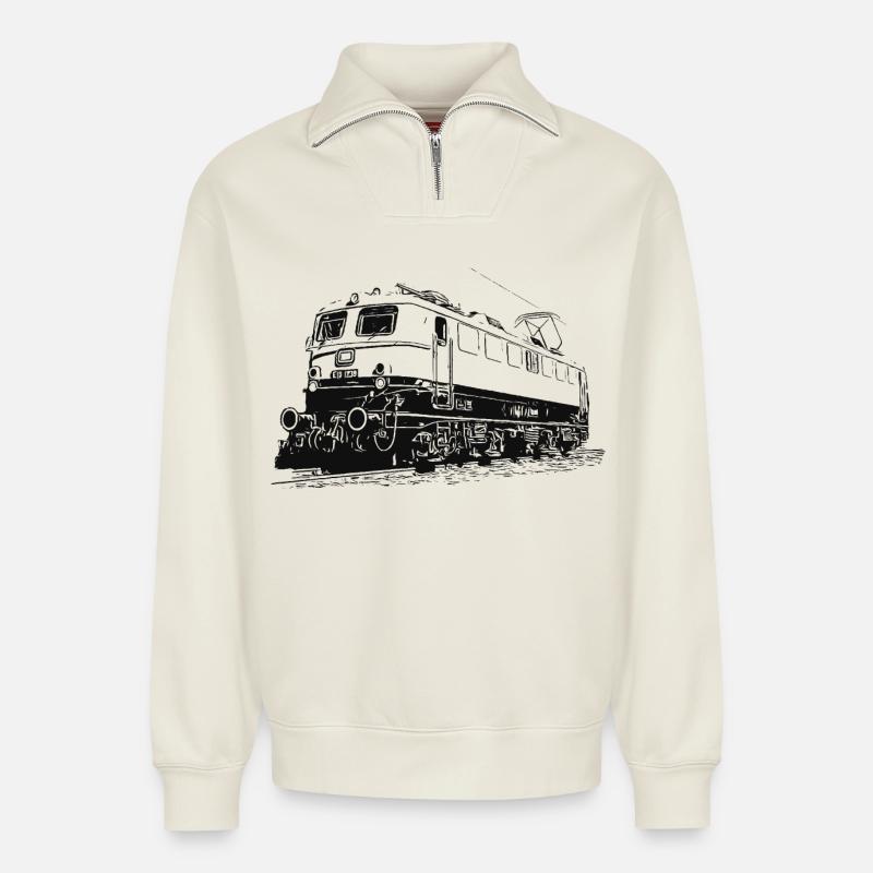 Elektrolok E10 1239 - Relaxed Unisex Organic Half Zip Sweatshirt – von SPREAD - Naturweiß