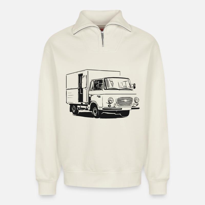 Barkas - Panel van - Relaxed Unisex Organic Half Zip Sweatshirt – by SPREAD - off white