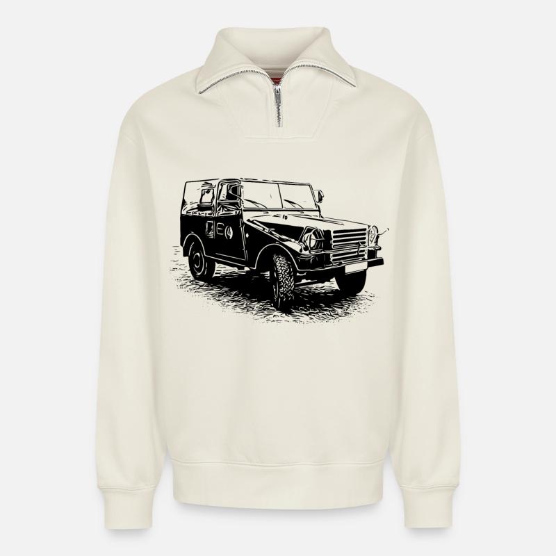 IFA P3 | DDR | NVA - Relaxed Unisex Organic Half Zip Sweatshirt – von SPREAD - Naturweiß