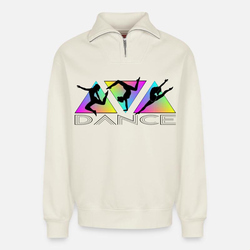 Dance - Relaxed Unisex Organic Half Zip Sweatshirt – von SPREAD - Naturweiß