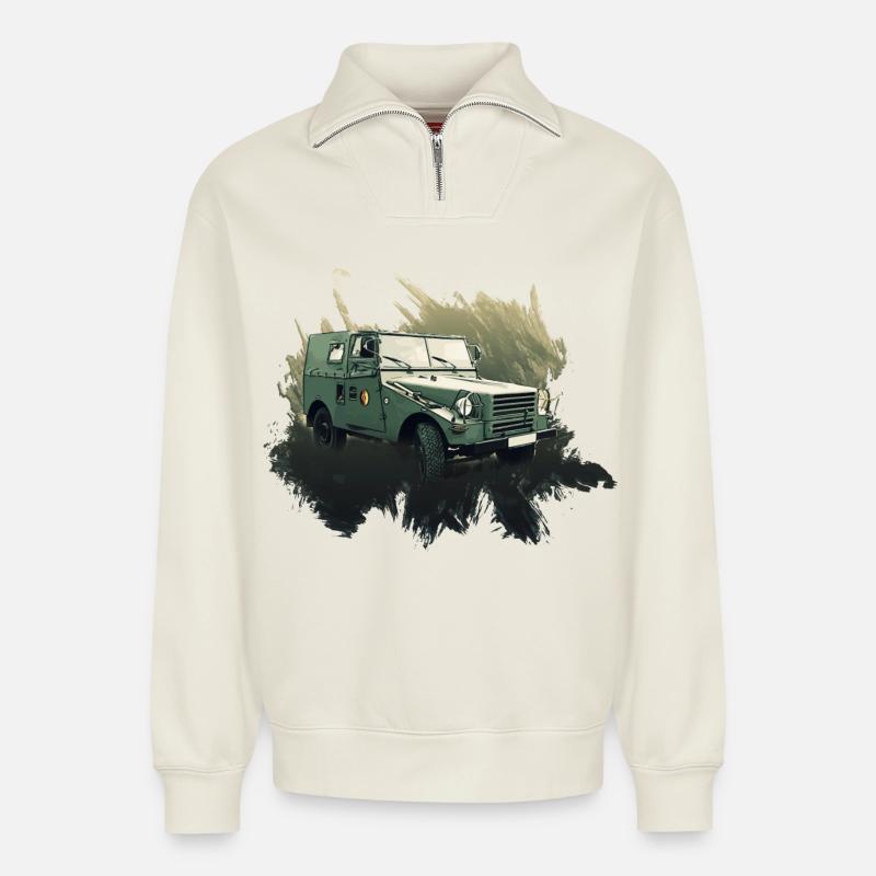 IFA P3 - Sweat unisexe décontracté en coton biologique à demi-zip – de SPREAD - blanc cassé