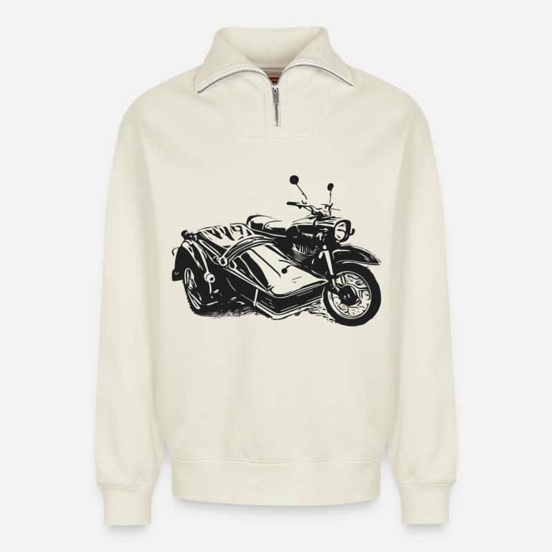 Simson Schwalbe Duo - Relaxed Unisex Organic Half Zip Sweatshirt – von SPREAD - Naturweiß