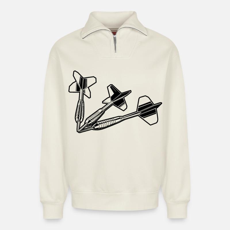 Darts - Relaxed Unisex Organic Half Zip Sweatshirt – by SPREAD - off white