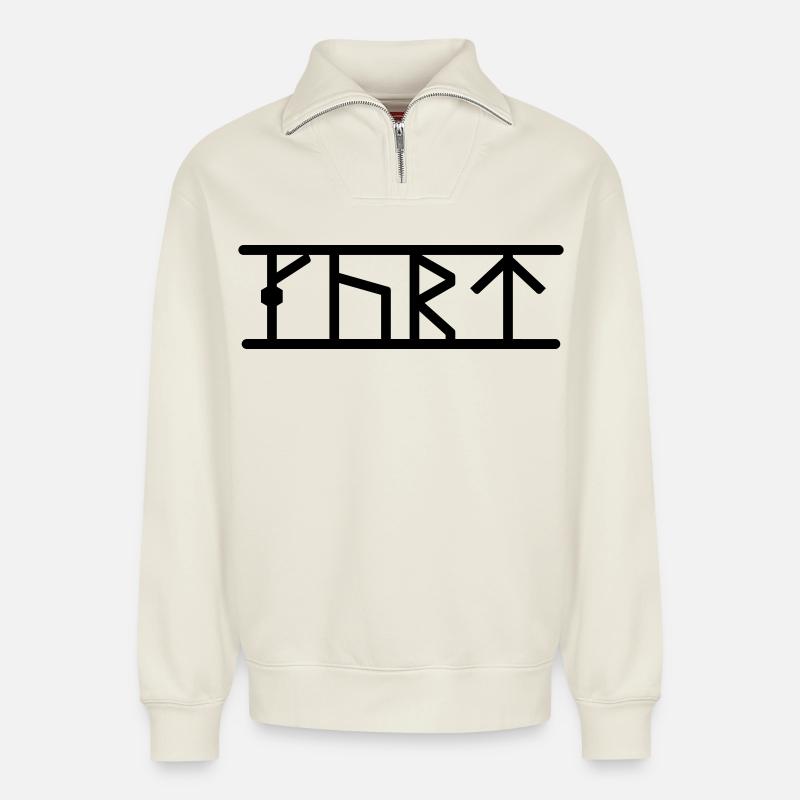 Kurt - Relaxed Unisex Organic Half Zip Sweatshirt – by SPREAD - off white