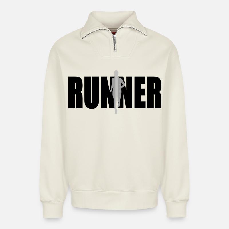 Runner - Relaxed Unisex Organic Half Zip Sweatshirt – von SPREAD - Naturweiß