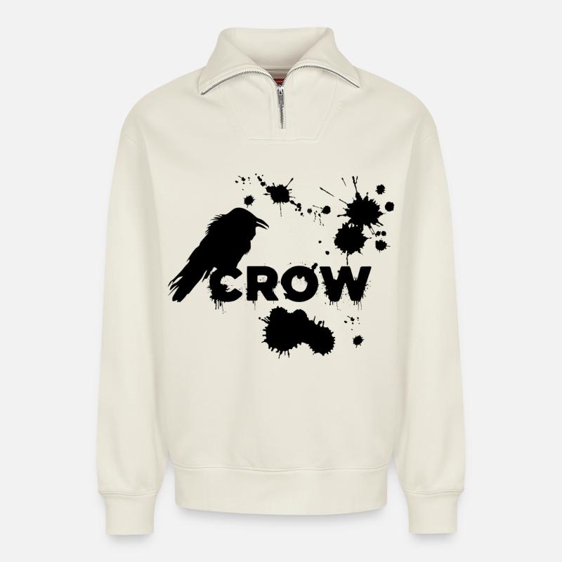 Der schwarze Rabe - Relaxed Unisex Organic Half Zip Sweatshirt – von SPREAD - Naturweiß