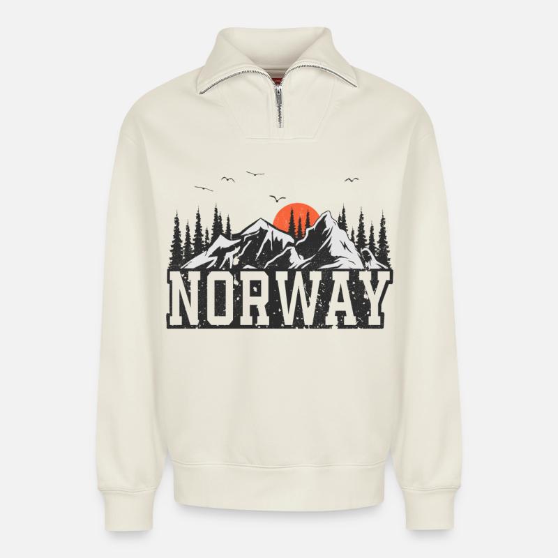 Norway - Relaxed Unisex Organic Half Zip Sweatshirt – by SPREAD - off white