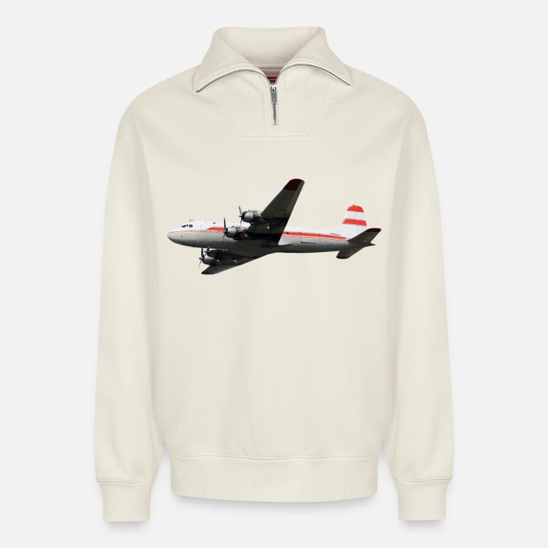 DC-4 - Relaxed Unisex Organic Half Zip Sweatshirt – von SPREAD - Naturweiß