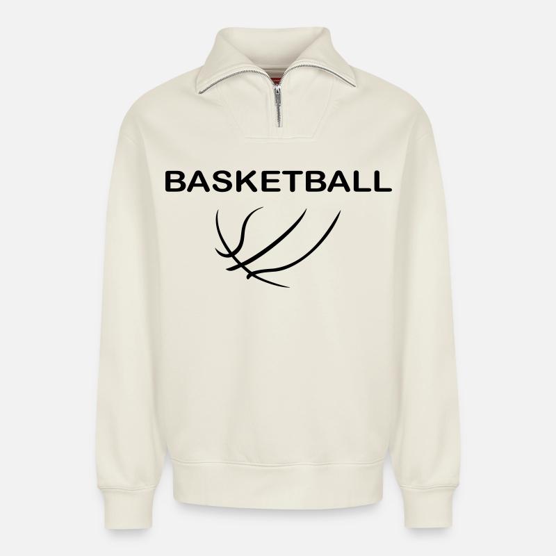 Basketball - Relaxed Unisex Organic Half Zip Sweatshirt – von SPREAD - Naturweiß