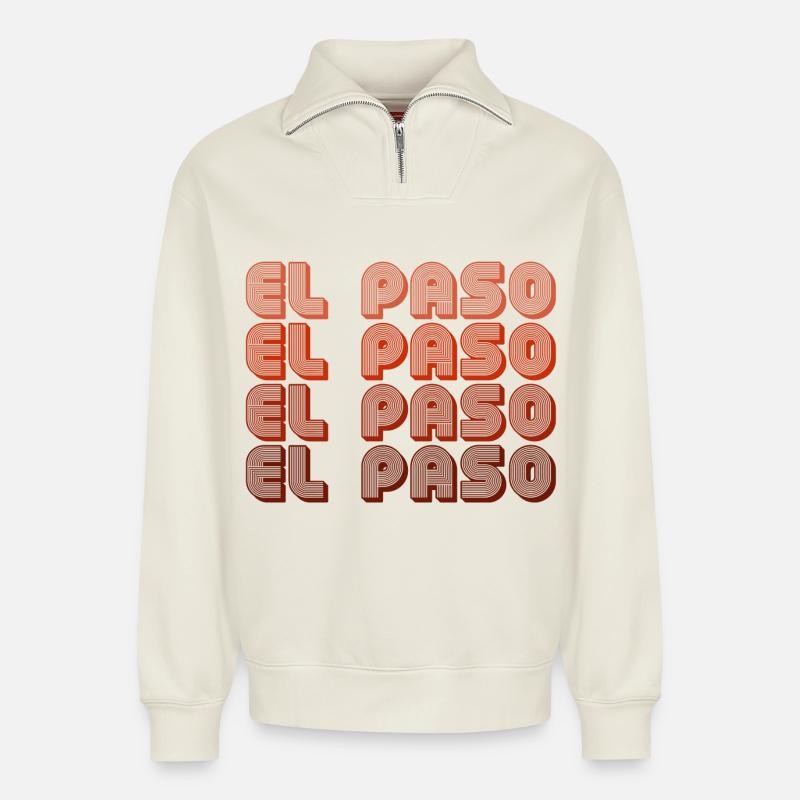 El Paso Gradient Retro Muster - Relaxed Unisex Organic Half Zip Sweatshirt – von SPREAD - Naturweiß