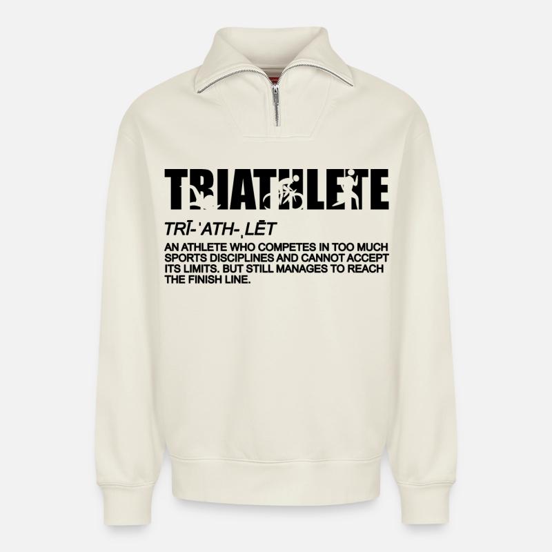 Triathlon Definition - Relaxed Unisex Organic Half Zip Sweatshirt – von SPREAD - Naturweiß