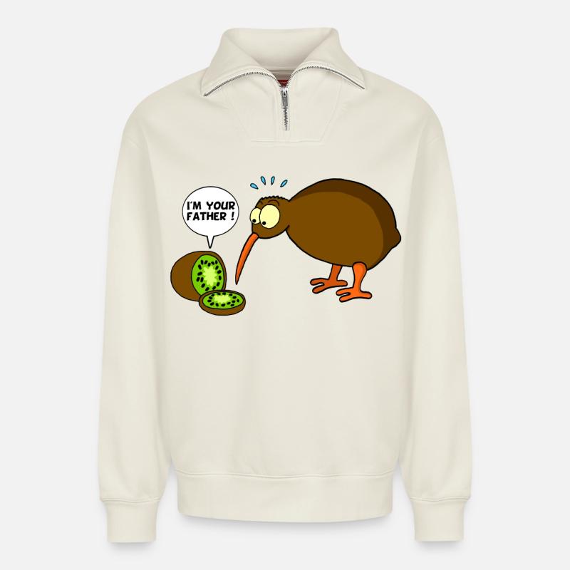 Kiwi vs. Kiwi - Relaxed Unisex Organic Half Zip Sweatshirt – von SPREAD - Naturweiß