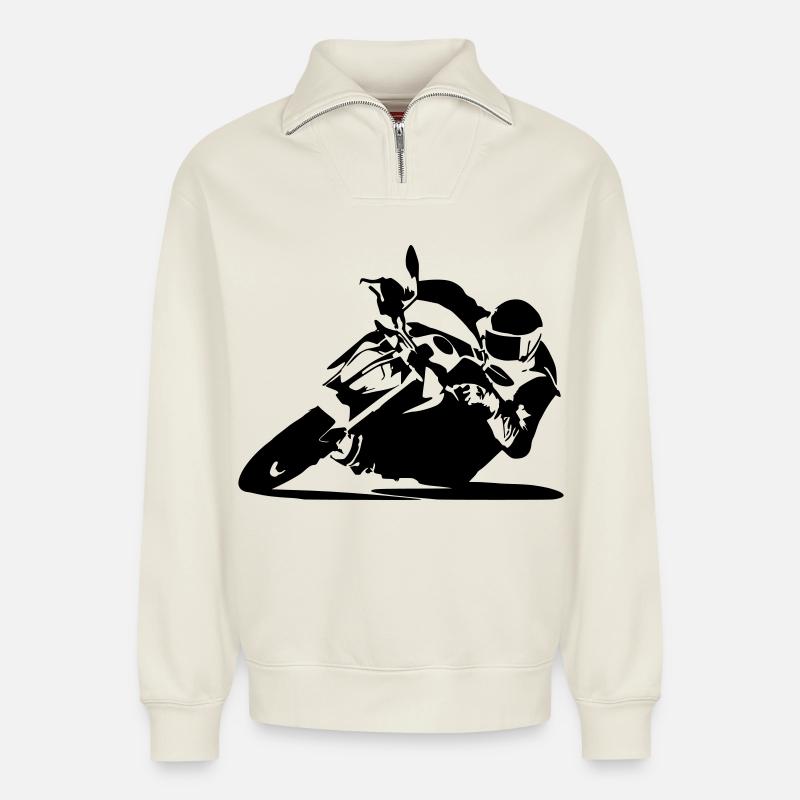 Duc - Sweat unisexe décontracté en coton biologique à demi-zip – de SPREAD - blanc cassé