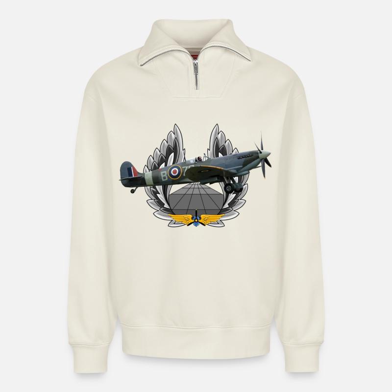 Spitfire - Relaxed Unisex Organic Half Zip Sweatshirt – von SPREAD - Naturweiß