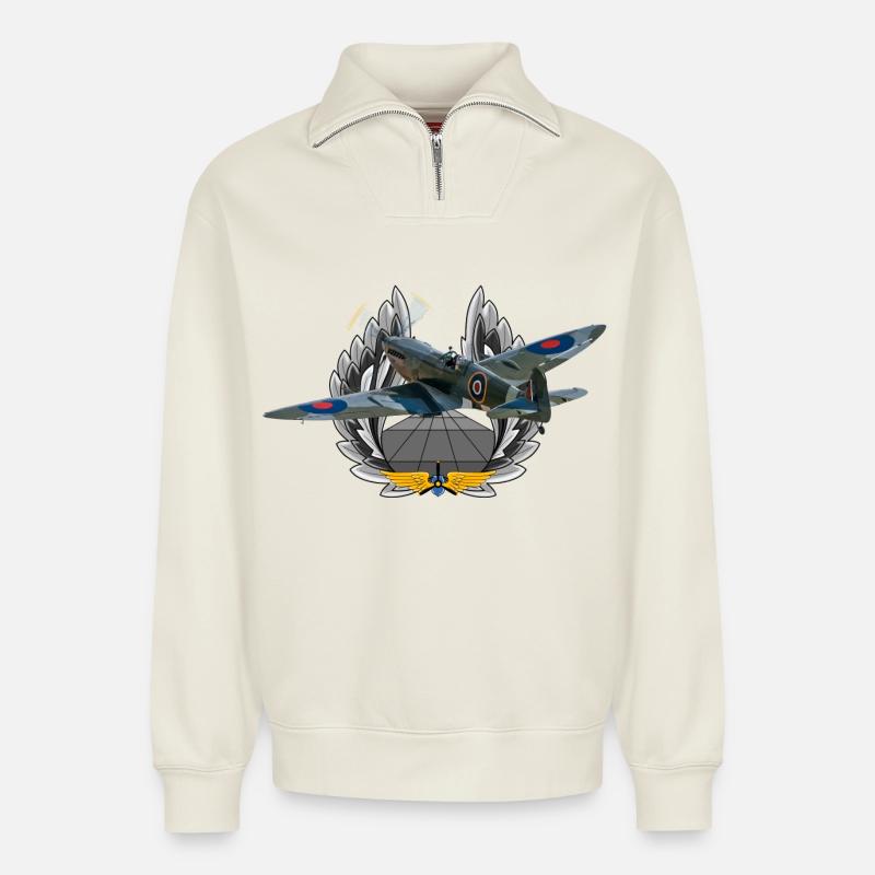 Spitfire - Sweat unisexe décontracté en coton biologique à demi-zip – de SPREAD - blanc cassé