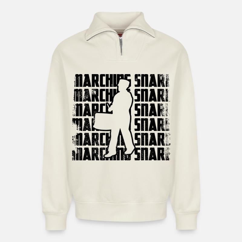 Marching drummers - Relaxed Unisex Organic Half Zip Sweatshirt – by SPREAD - off white