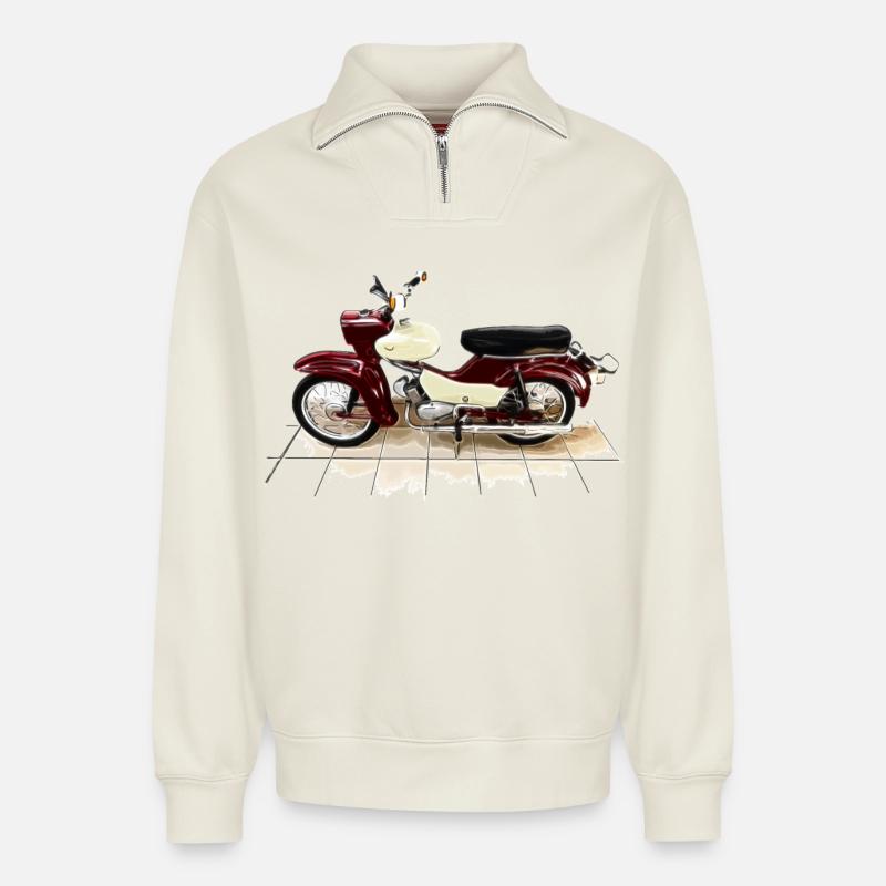 Samson - Étoile - Sweat unisexe décontracté en coton biologique à demi-zip – de SPREAD - blanc cassé