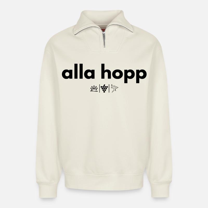 alla hopp - Relaxed Unisex Organic Half Zip Sweatshirt – von SPREAD - Naturweiß