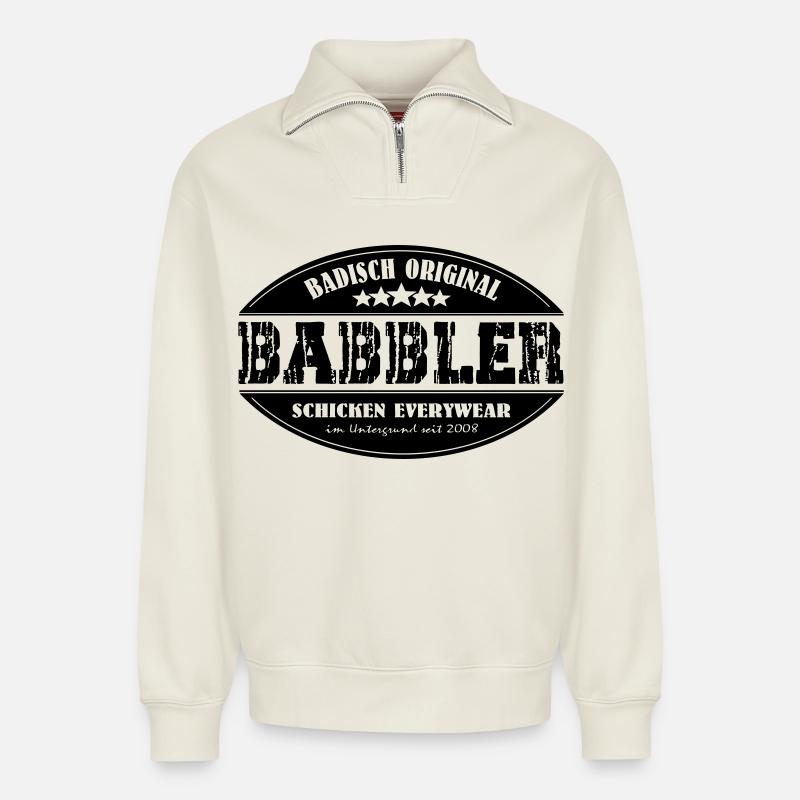 Babbler - Relaxed Unisex Organic Half Zip Sweatshirt – von SPREAD - Naturweiß