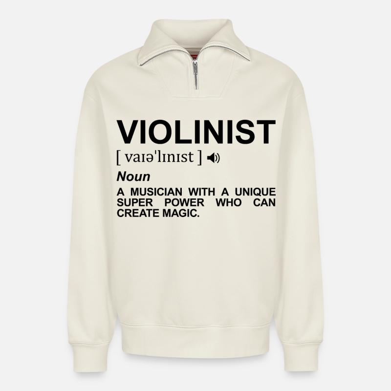 Violinist Definition - Relaxed Unisex Organic Half Zip Sweatshirt – von SPREAD - Naturweiß