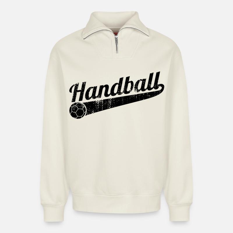 Handball - Relaxed Unisex Organic Half Zip Sweatshirt – von SPREAD - Naturweiß