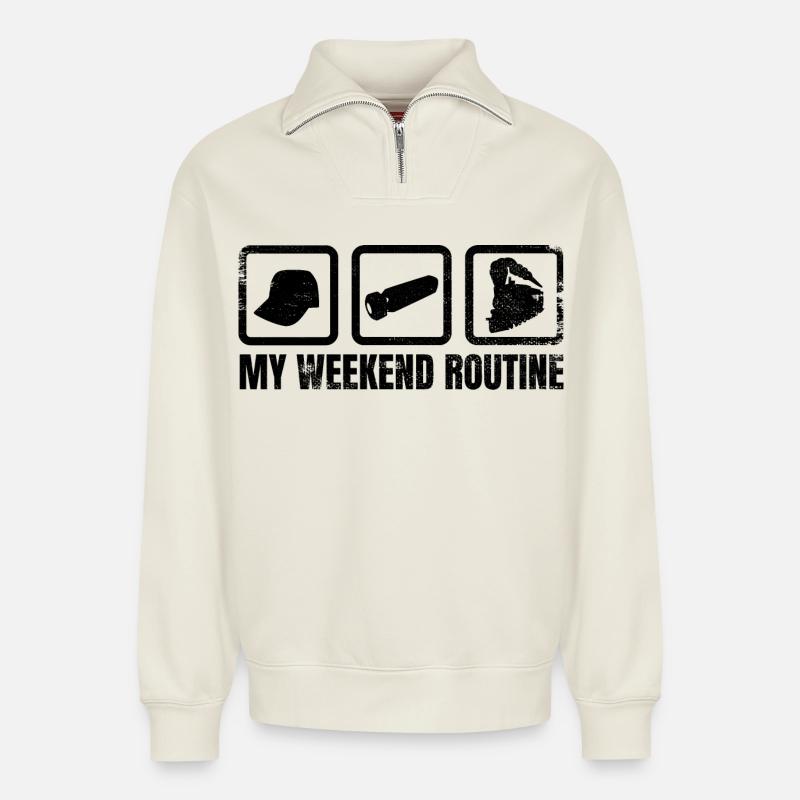 Trainspotter Zeitplan - Relaxed Unisex Organic Half Zip Sweatshirt – von SPREAD - Naturweiß