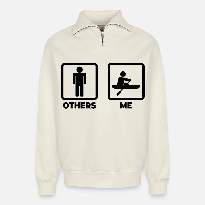 Ich als Ruderer - Relaxed Unisex Organic Half Zip Sweatshirt – von SPREAD - Naturweiß