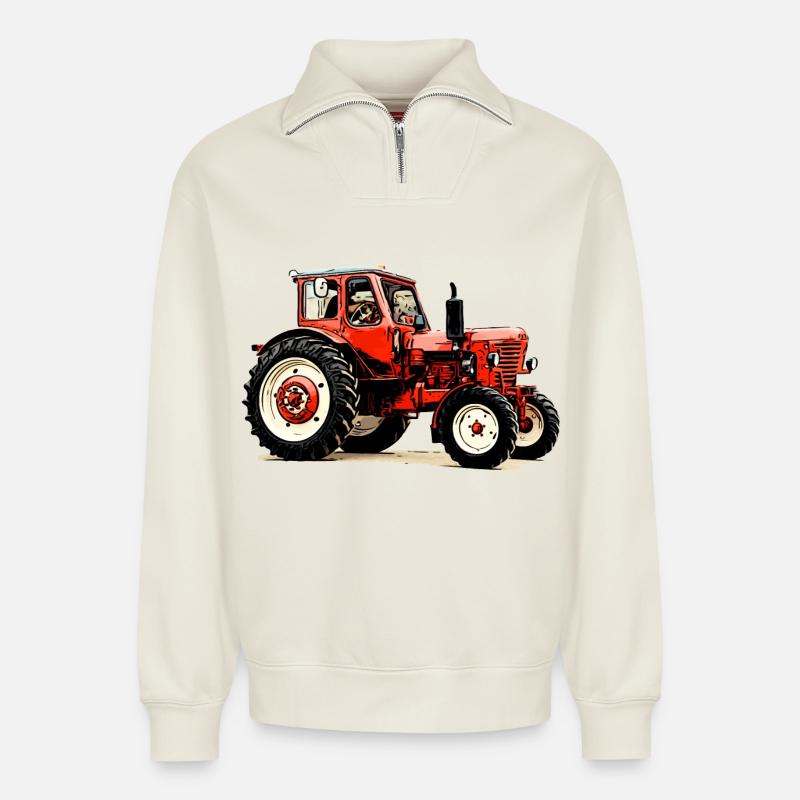 Belarus mts 50 - Relaxed Unisex Organic Half Zip Sweatshirt – von SPREAD - Naturweiß