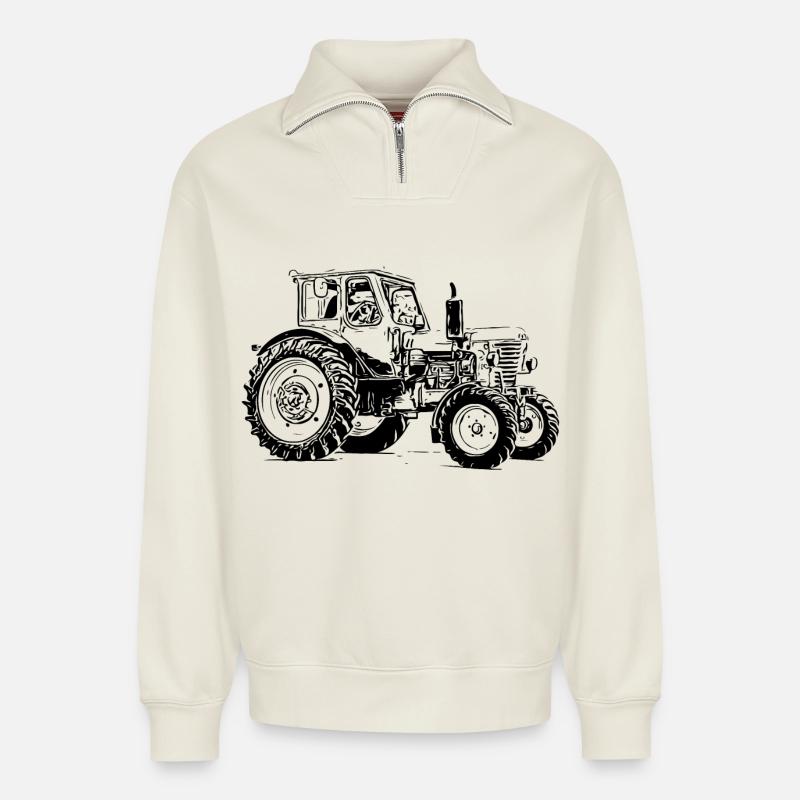 Belarus MTS 50 - Relaxed Unisex Organic Half Zip Sweatshirt – von SPREAD - Naturweiß