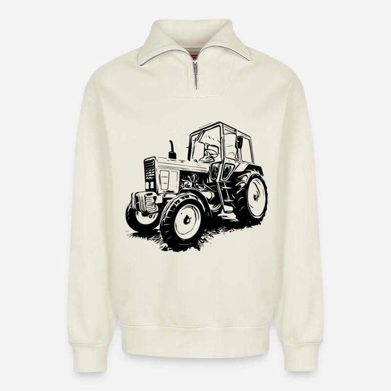 Belarus MTS 550 - Relaxed Unisex Organic Half Zip Sweatshirt – von SPREAD - Naturweiß