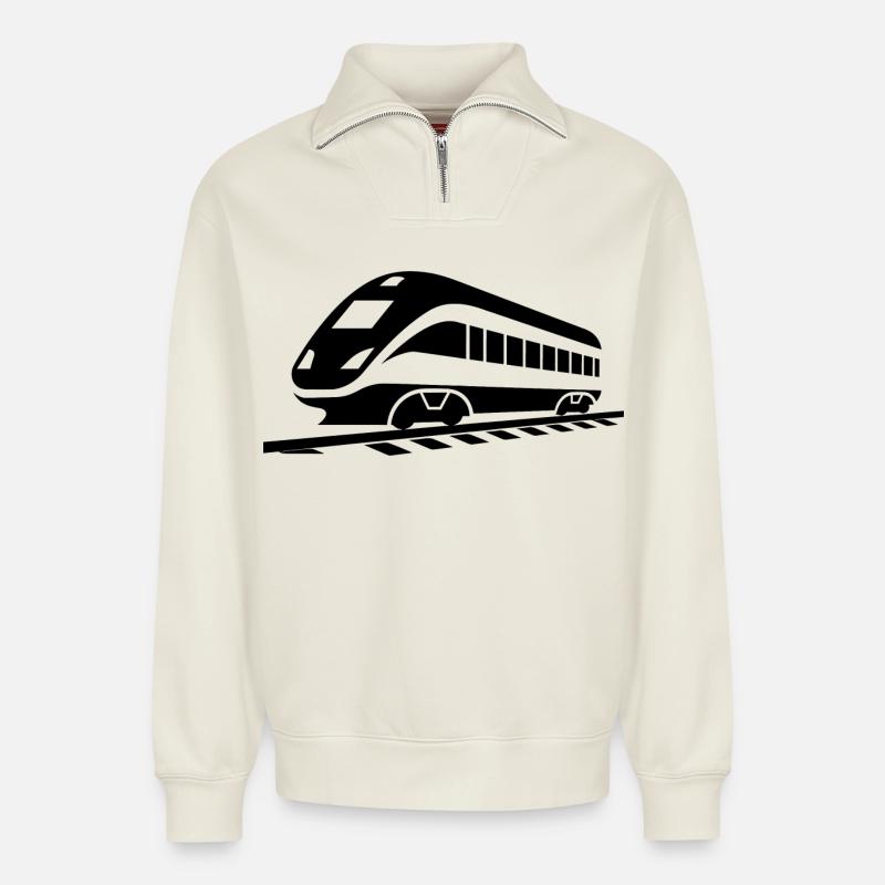 Railroad - Relaxed Unisex Organic Half Zip Sweatshirt – by SPREAD - off white