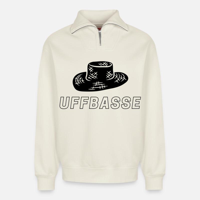 Chapeau de paille amour - Sweat unisexe décontracté en coton biologique à demi-zip – de SPREAD - blanc cassé