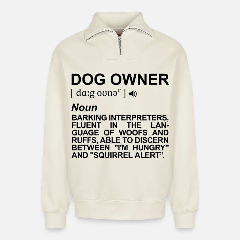 Hundehalter Definition - Relaxed Unisex Organic Half Zip Sweatshirt – von SPREAD - Naturweiß