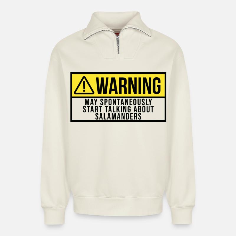 Salamander - Relaxed Unisex Organic Half Zip Sweatshirt – by SPREAD - off white