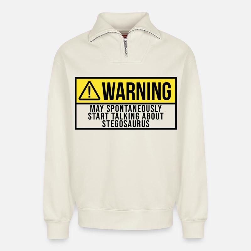 Stegosaurus - Relaxed Unisex Organic Half Zip Sweatshirt – von SPREAD - Naturweiß