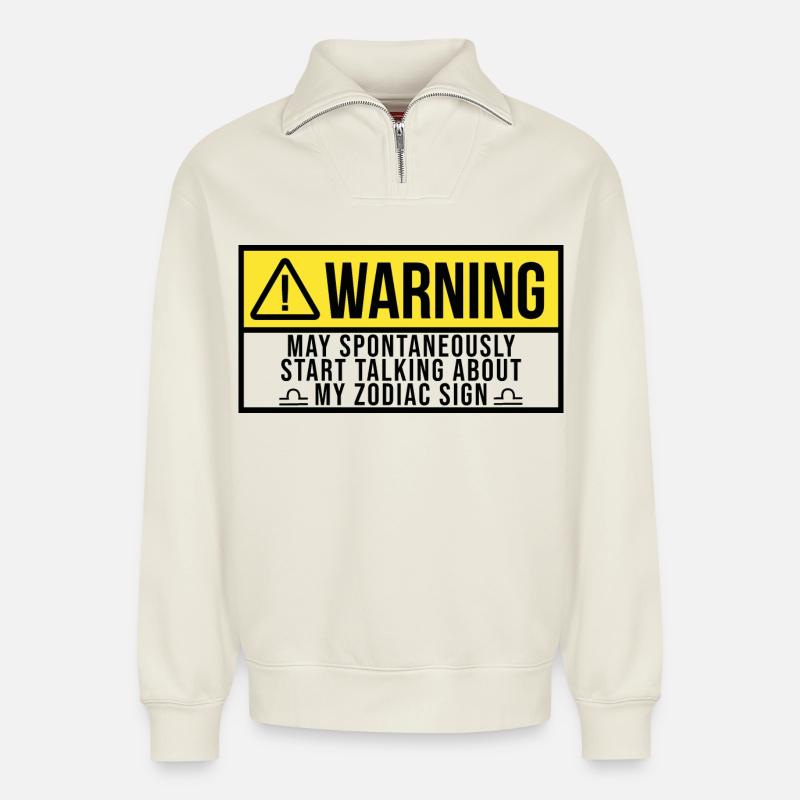 Libra - Relaxed Unisex Organic Half Zip Sweatshirt – by SPREAD - off white