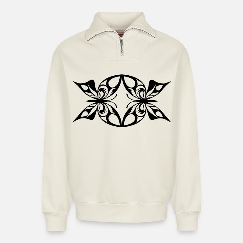 Candy butterflies. - Relaxed Unisex Organic Half Zip Sweatshirt – by SPREAD - off white