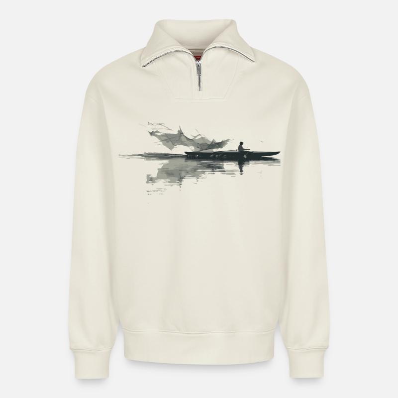 Ruderer - Relaxed Unisex Organic Half Zip Sweatshirt – von SPREAD - Naturweiß