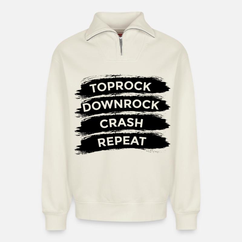 Breakdancer Spruch - Relaxed Unisex Organic Half Zip Sweatshirt – von SPREAD - Naturweiß