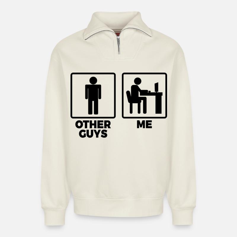 Other programmers and me - Relaxed Unisex Organic Half Zip Sweatshirt – by SPREAD - off white
