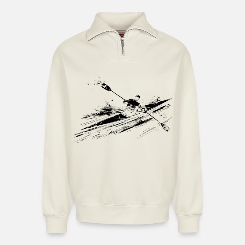 Ruderer - Relaxed Unisex Organic Half Zip Sweatshirt – von SPREAD - Naturweiß