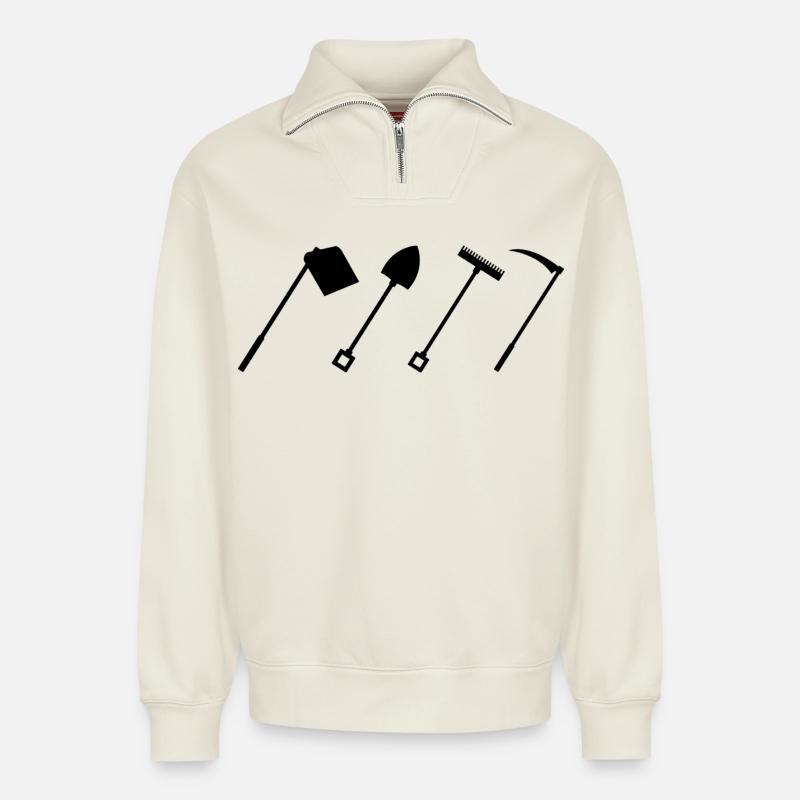 Hacke - Relaxed Unisex Organic Half Zip Sweatshirt – von SPREAD - Naturweiß