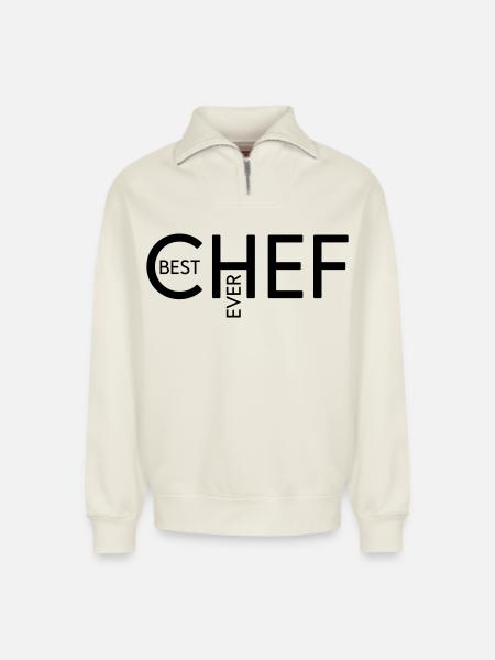 Best Chef ever - Relaxed Unisex Organic Half Zip Sweatshirt – von SPREAD - Naturweiß